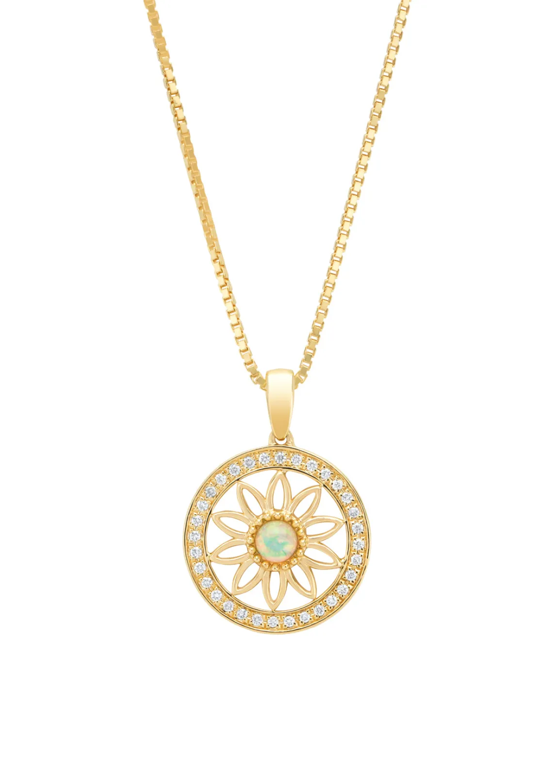 Birthstones geelgouden hanger opaal (Oktober)