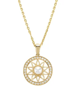 Birthstones geelgouden parelhanger, 0.09 ct diamant (Juni)
