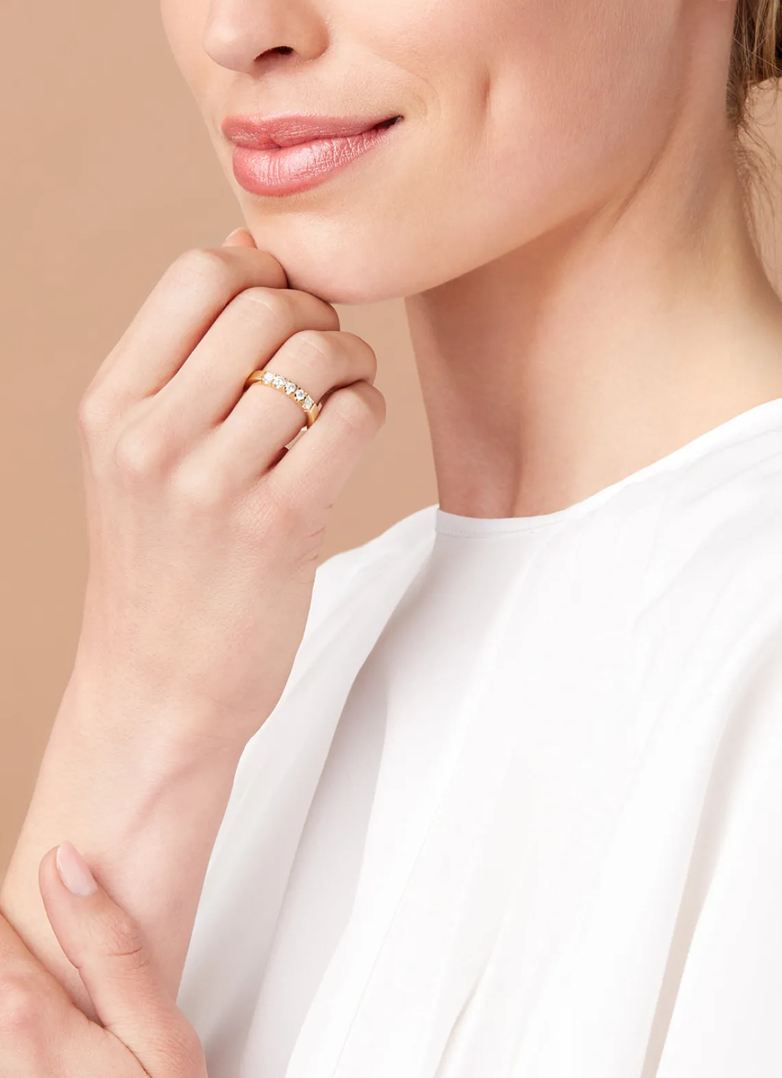 Geelgouden alliance ring, 0.35 ct diamant, Groeibriljant