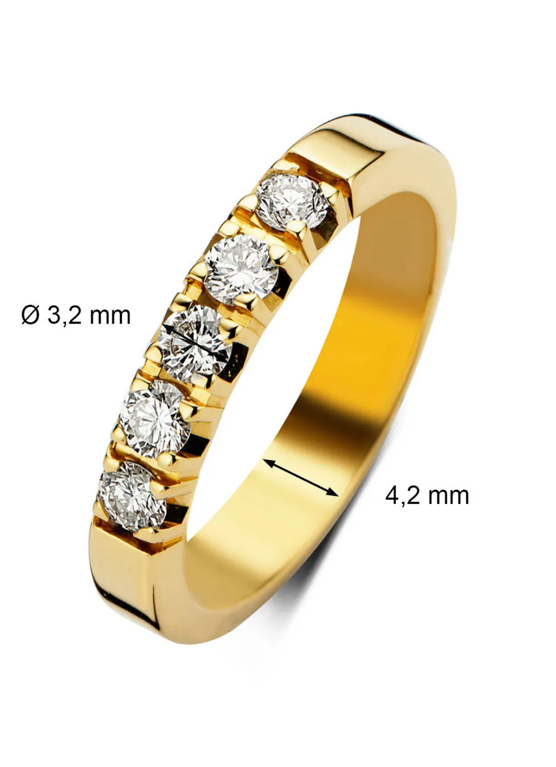 Geelgouden alliance ring, 0.65 ct diamant, Groeibriljant