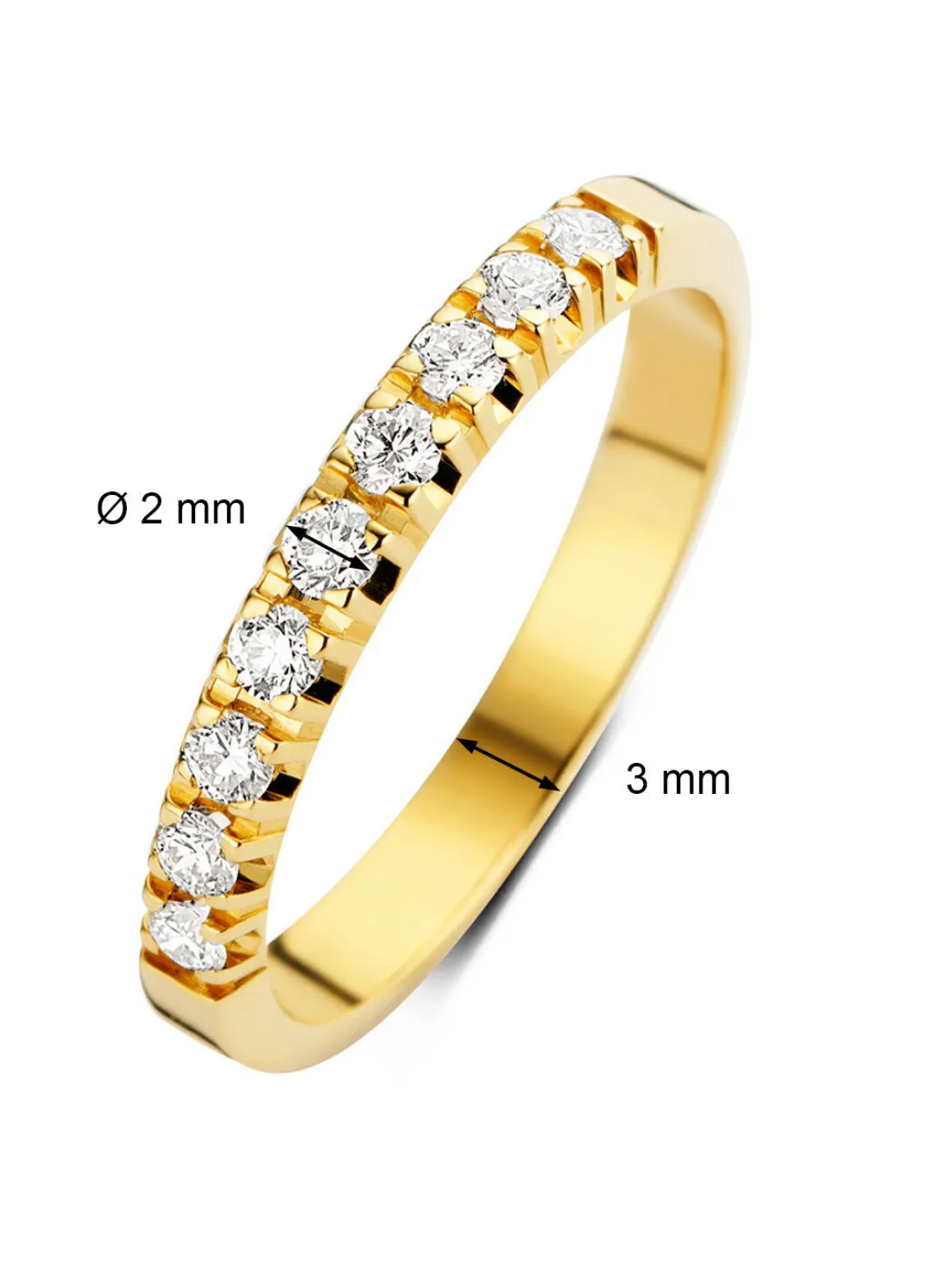 Geelgouden alliance ring, 0.27 ct diamant, Groeibriljant