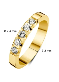 Geelgouden alliance ring, 0.25 ct diamant, Groeibriljant