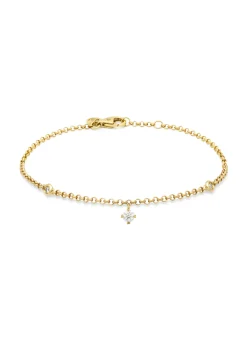 Geelgouden armband, 0.13 ct diamant, Hearts & Arrows