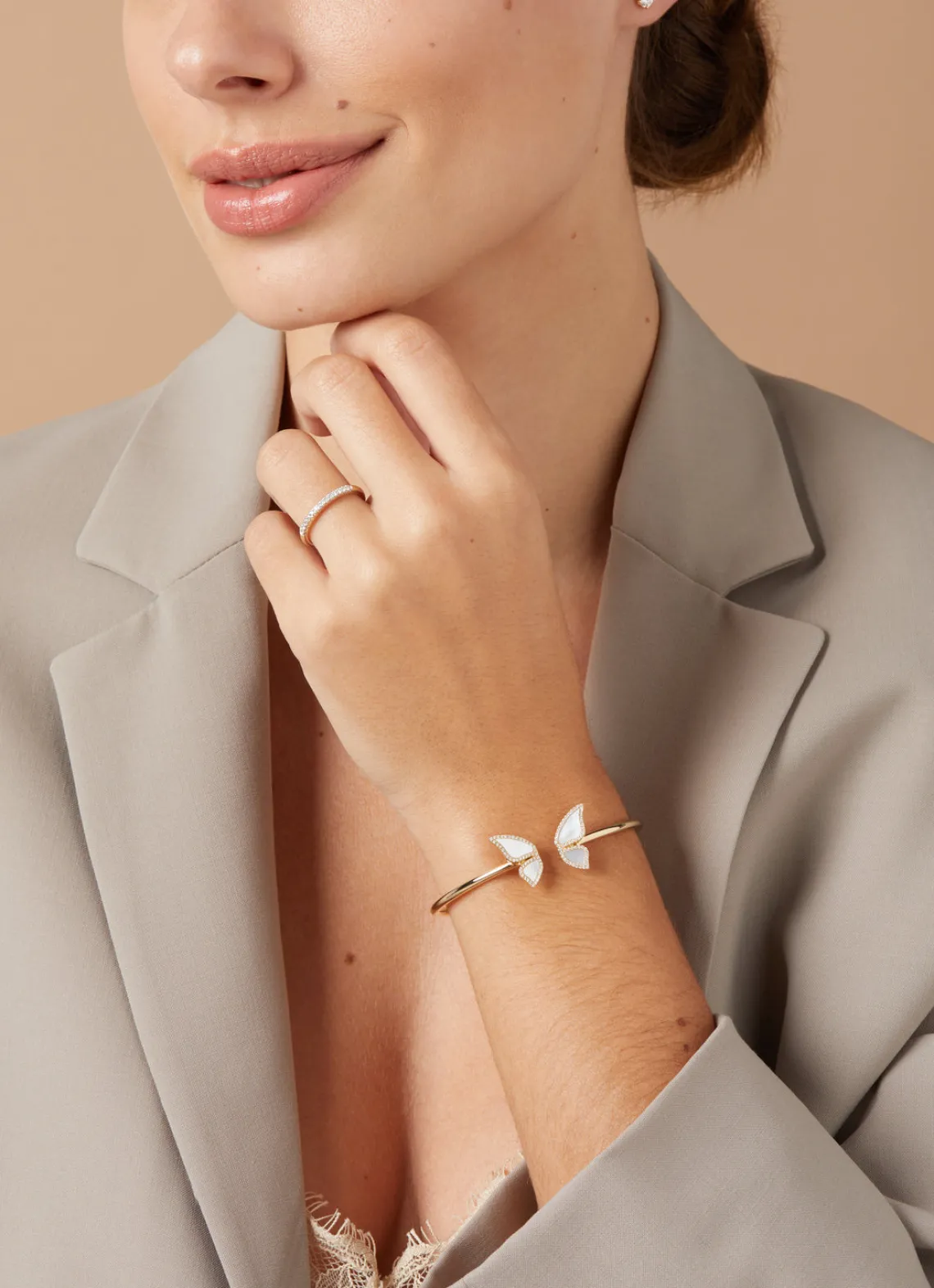 Geelgouden armband, 0.24 ct diamant, Butterfly Kisses