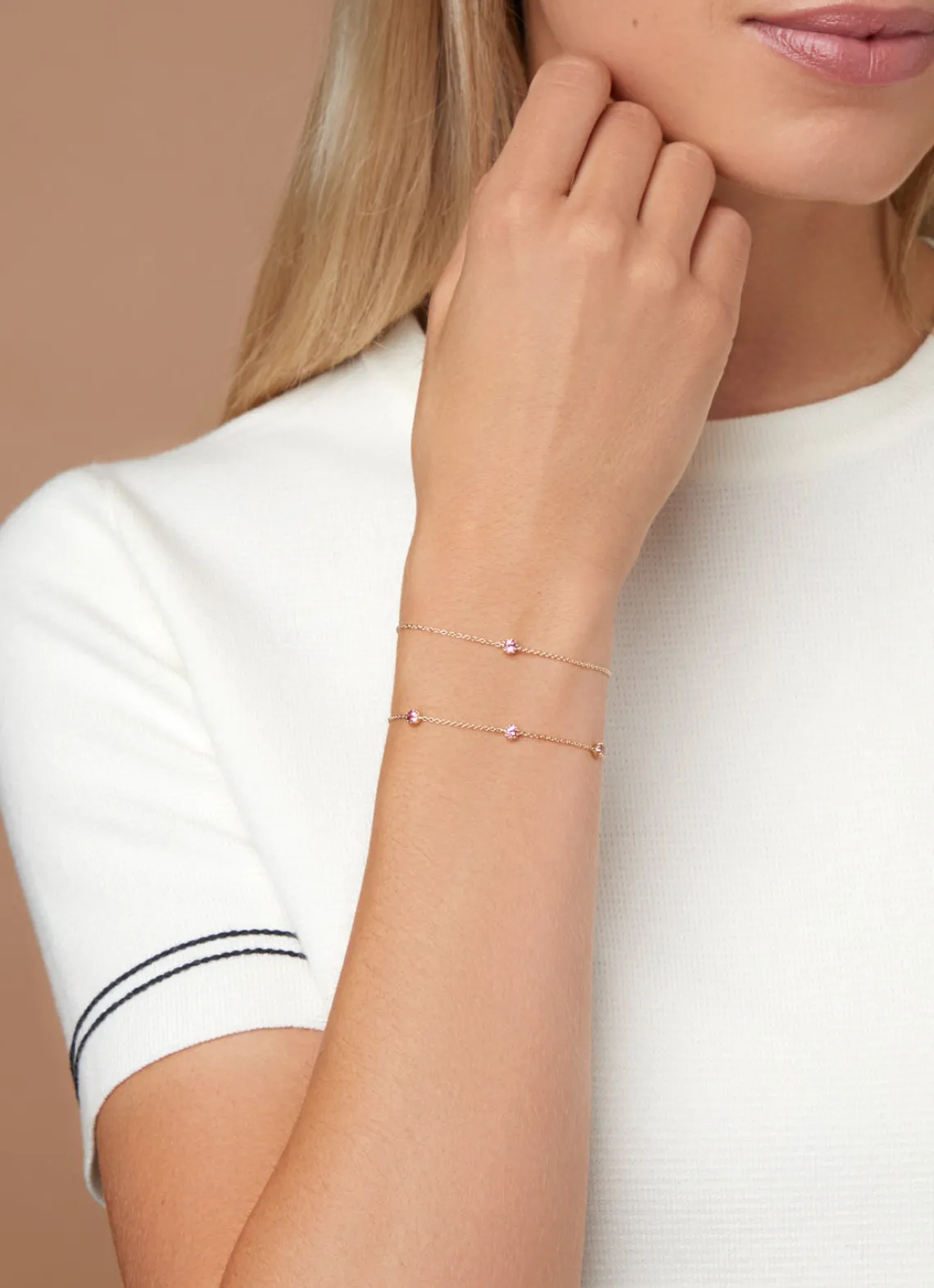 Geelgouden armband, 0.36 ct roze toermalijn, Joy