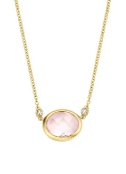 Geelgouden collier, 1.86 ct rozenkwarts, Philosophy