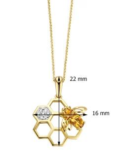 Geelgouden hanger, 0.25 ct citrien, Queen Bee