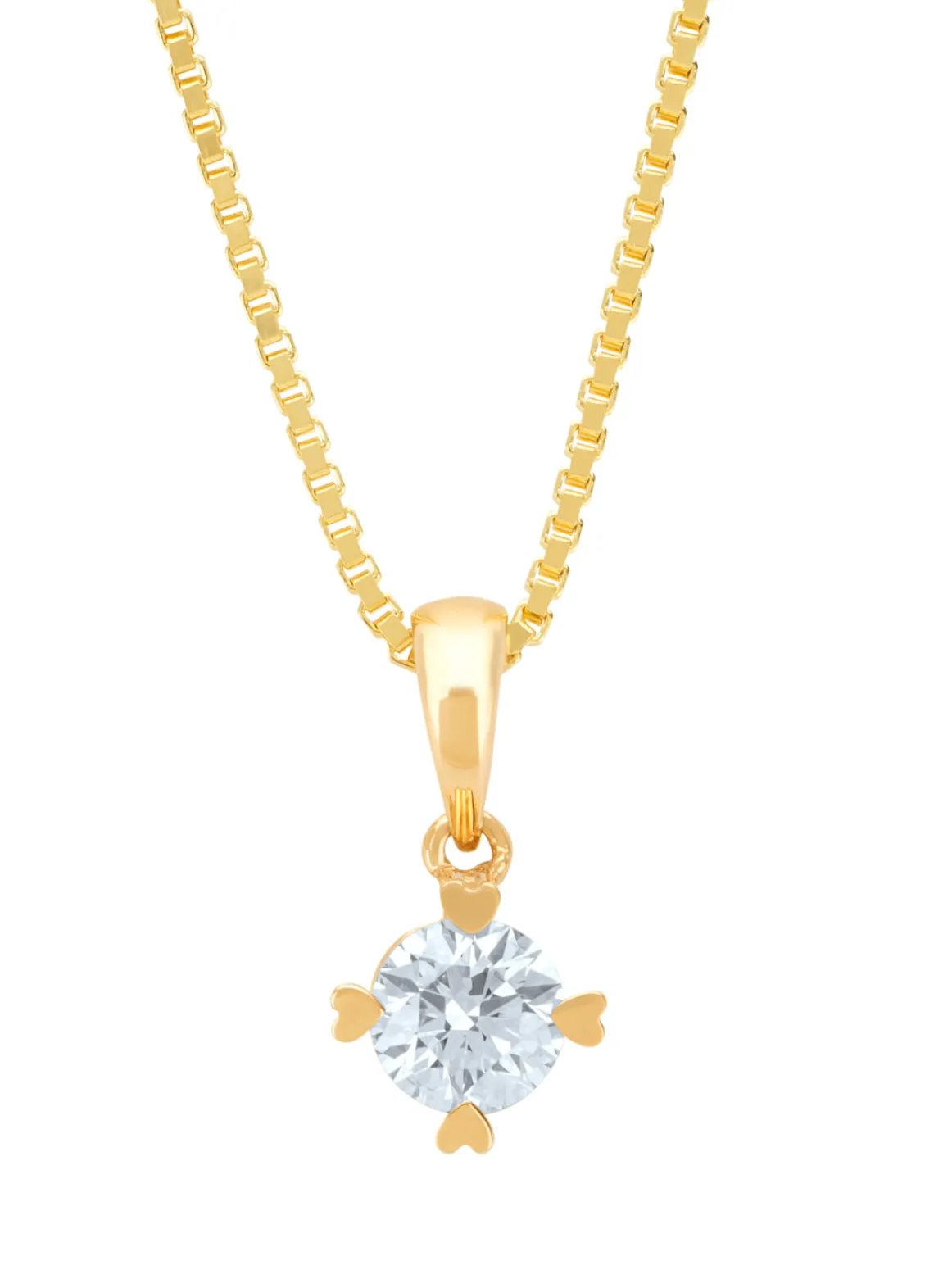 Geelgouden hanger, 0.30 ct diamant, Hearts & Arrows