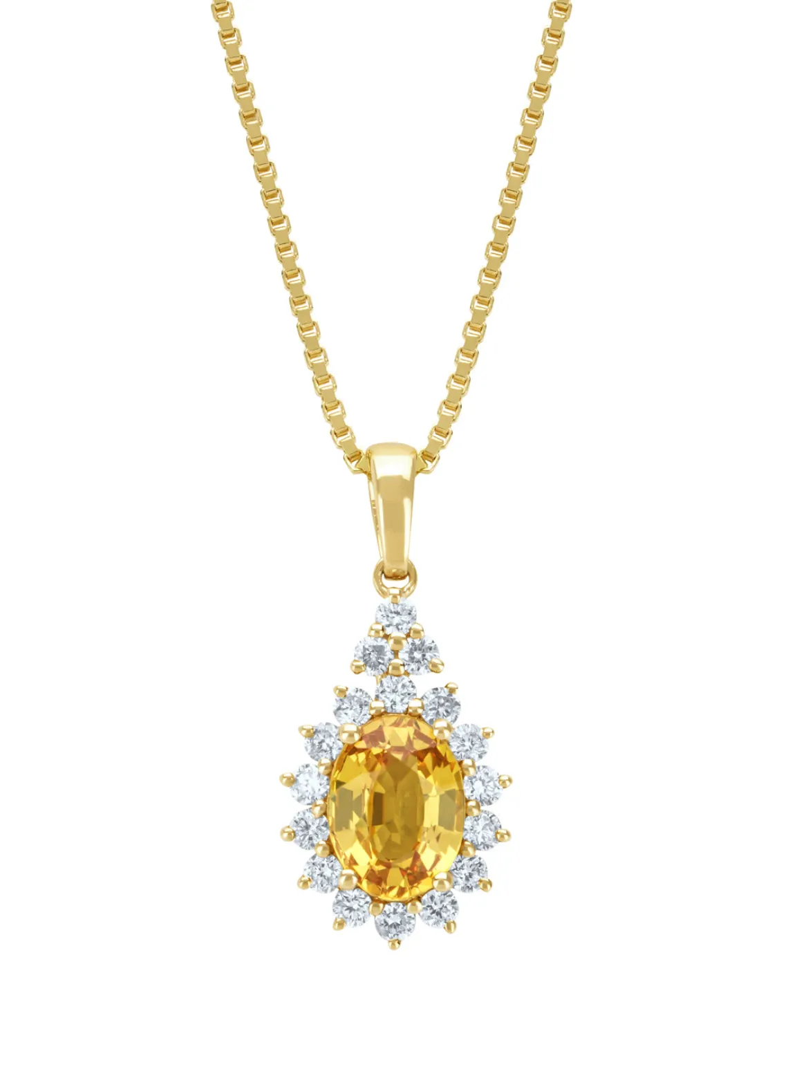 Geelgouden hanger, 1.00 ct gele saffier, Eden
