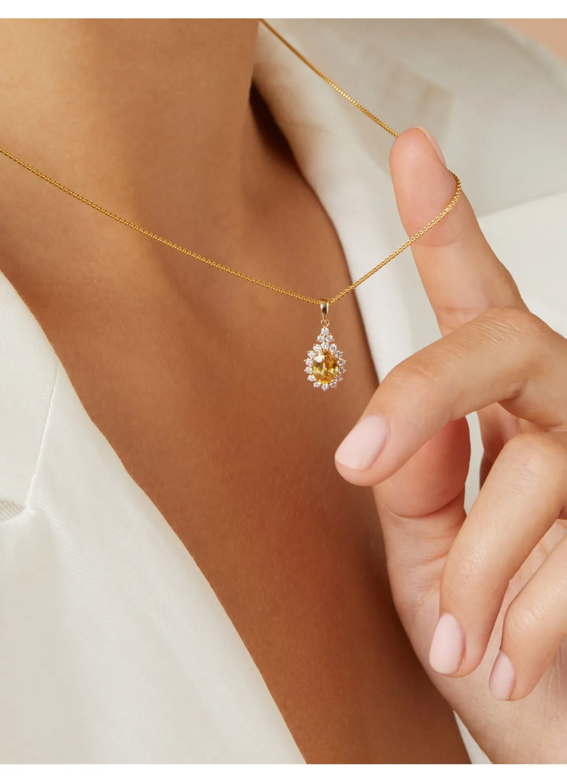 Geelgouden hanger, 1.00 ct gele saffier, Eden