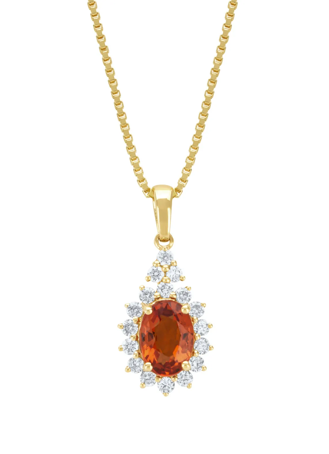 Geelgouden hanger, 1.00 ct oranje saffier ( bew, Eden