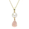 Geelgouden hanger, 1.20 ct rozenkwarts, Rivièra