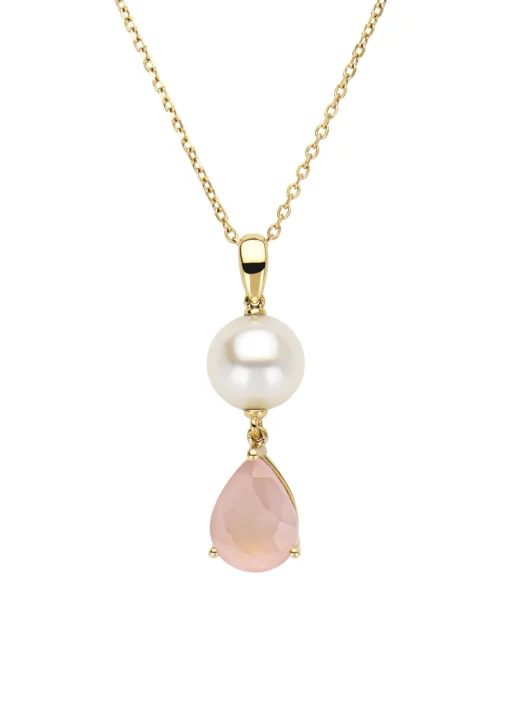 Geelgouden hanger, 1.20 ct rozenkwarts, Rivièra