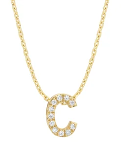 Geelgouden hanger C, 0.04 ct diamant, Alphabet