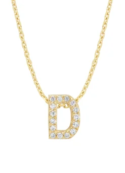 Geelgouden hanger D, 0.05 ct diamant, Alphabet