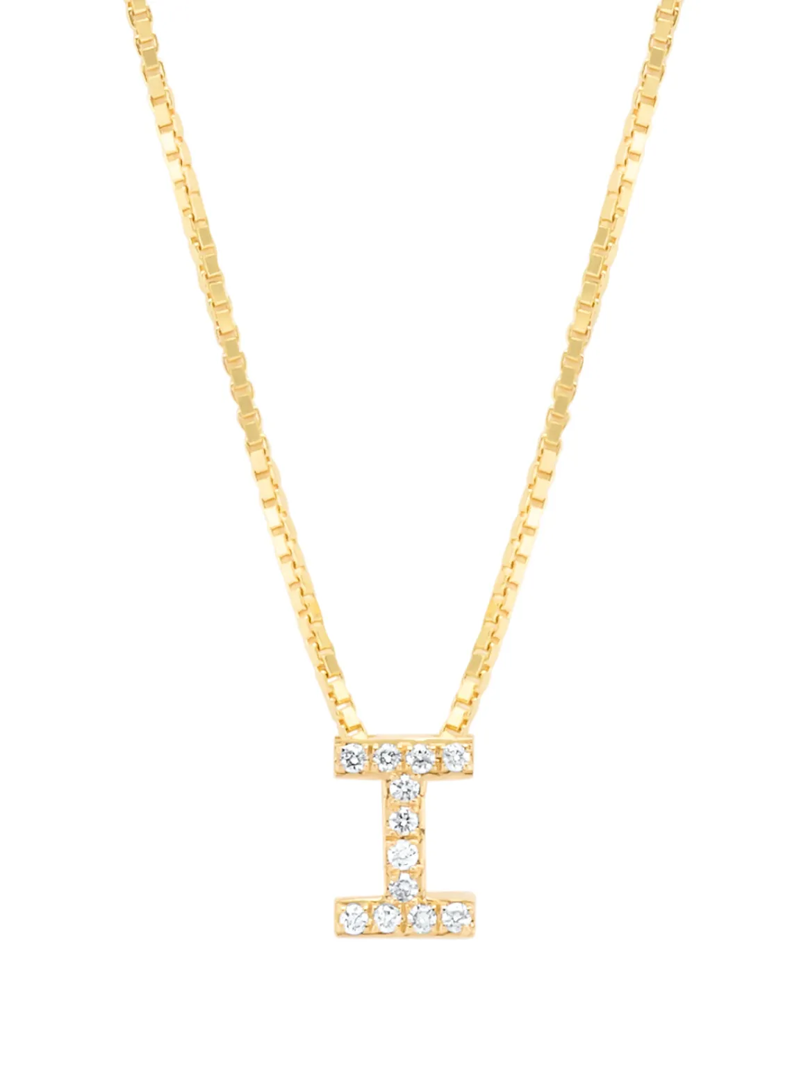 Geelgouden hanger I, 0.05 ct diamant, Alphabet