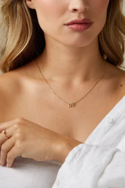 Geelgouden hanger I, 0.05 ct diamant, Alphabet