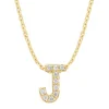 Geelgouden hanger J, 0.04 ct diamant, Alphabet