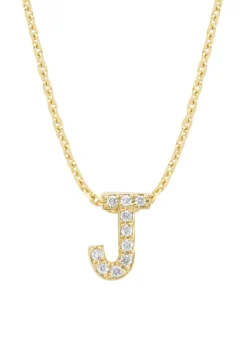 Geelgouden hanger J, 0.04 ct diamant, Alphabet