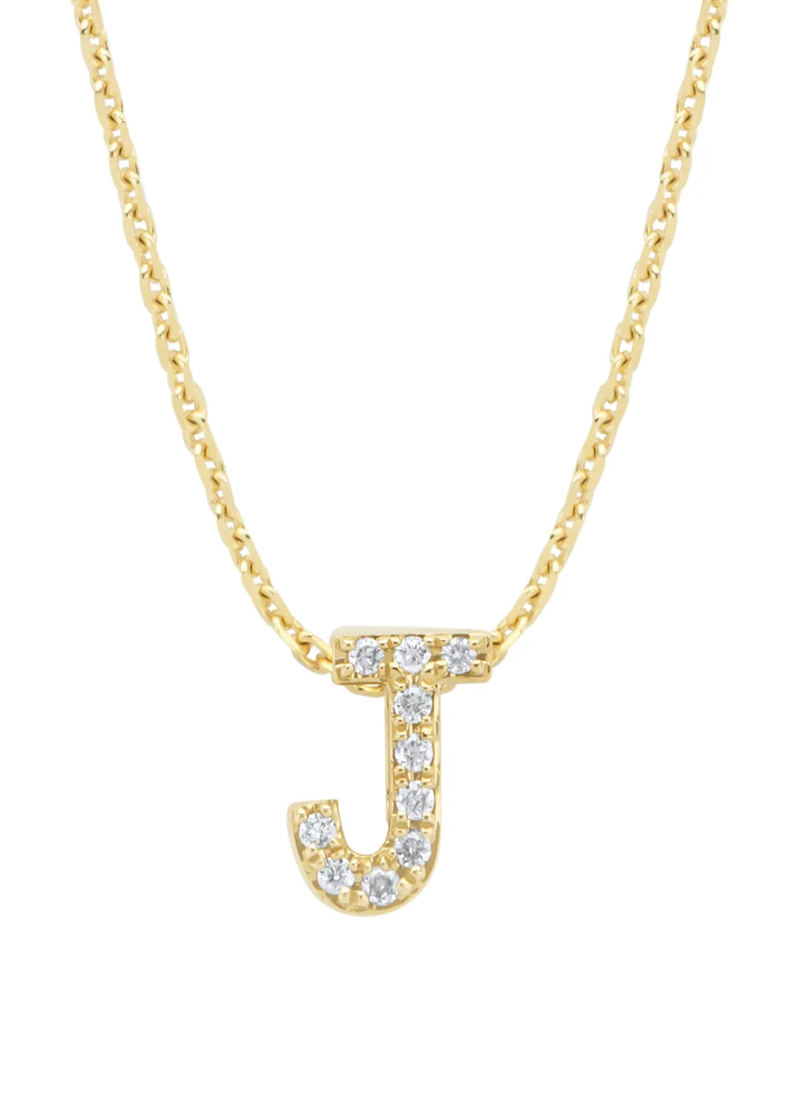 Geelgouden hanger J, 0.04 ct diamant, Alphabet
