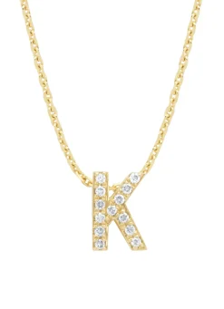 Geelgouden hanger K, 0.05 ct diamant, Alphabet