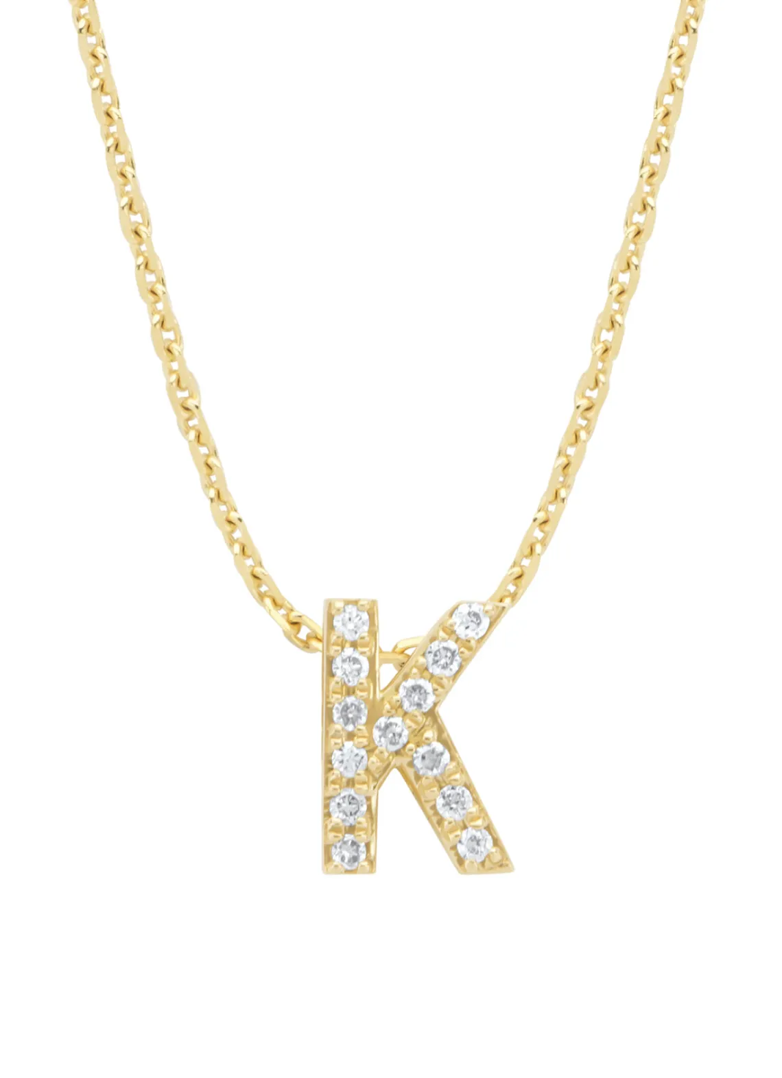 Geelgouden hanger K, 0.05 ct diamant, Alphabet