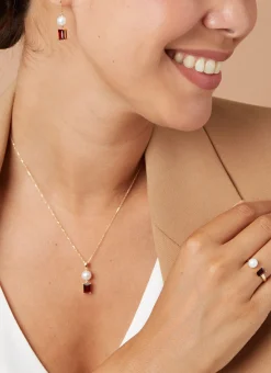 Geelgouden hanger met collier, 2.68 ct granaat, Rivièra