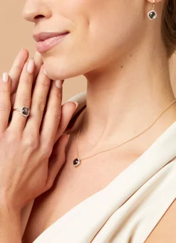 Geelgouden hanger met collier, 1.37 ct kwarts, Fiësta