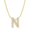 Geelgouden hanger N, 0.05 ct diamant, Alphabet
