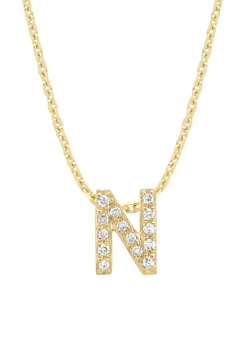 Geelgouden hanger N, 0.05 ct diamant, Alphabet