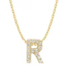 Geelgouden hanger R, 0.06 ct diamant, Alphabet