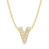 Geelgouden hanger V, 0.04 ct diamant, Alphabet
