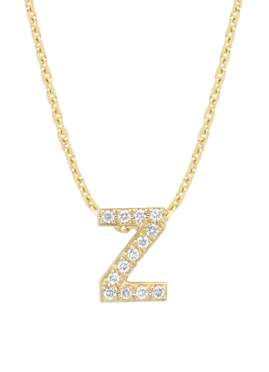 Geelgouden hanger Z, 0.05 ct diamant, Alphabet