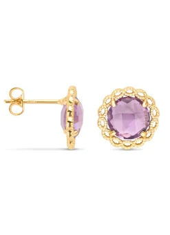 Geelgouden oorsieraden, 3.22 ct paarse amethist, Philosophy