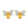 Geelgouden oorsieraden, 1.55 ct citrien, Queen Bee