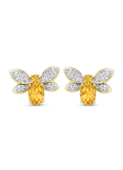 Geelgouden oorsieraden, 1.55 ct citrien, Queen Bee