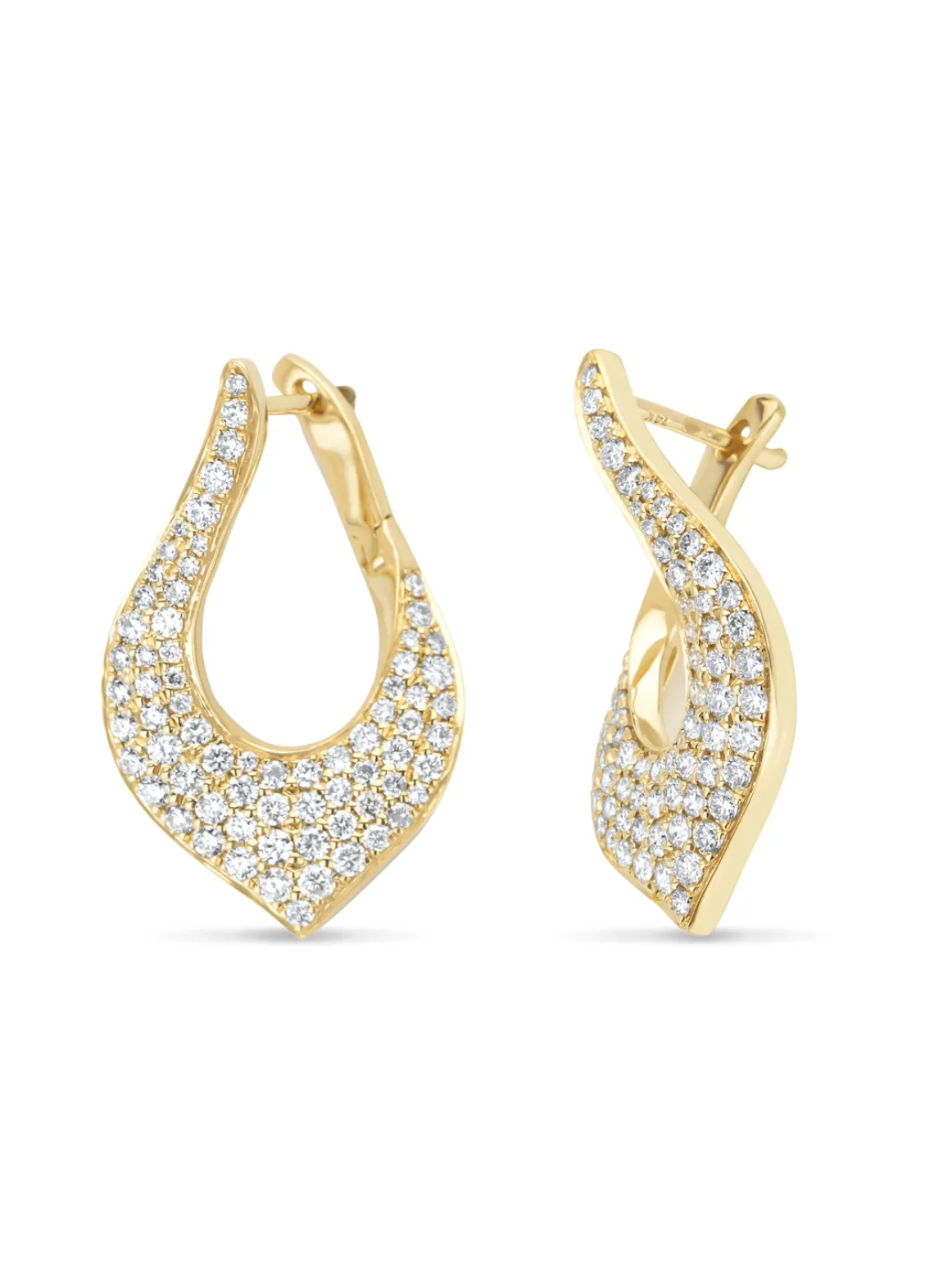 Geelgouden oorsieraden, 1.10 ct diamant, Caviar