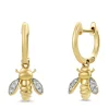 Geelgouden oorsieraden, 0.08 ct diamant, Queen Bee
