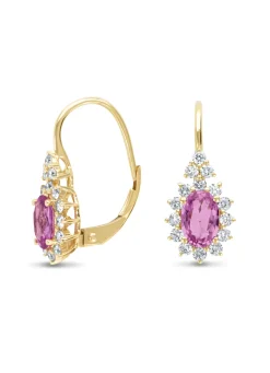 Geelgouden oorsieraden, 1.21 ct roze saffier, Eden