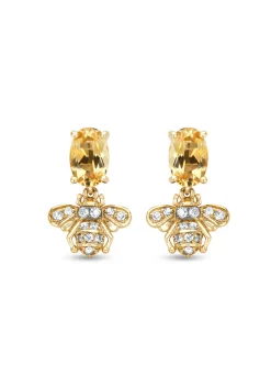 Geelgouden oorsieraden, 0.87 ct citrien, Queen Bee