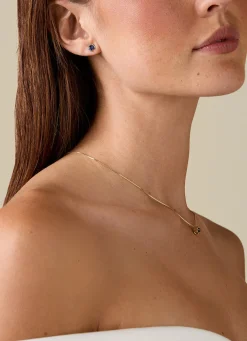 Geelgouden oorsieraden, 0.60 ct blauwe saffier, Empress