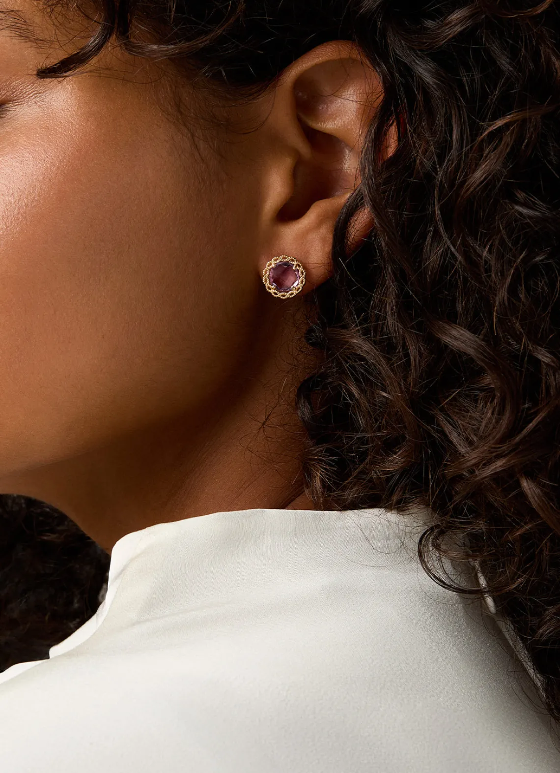 Geelgouden oorsieraden, 3.22 ct paarse amethist, Philosophy