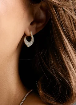 Geelgouden oorsieraden, 1.10 ct diamant, Caviar