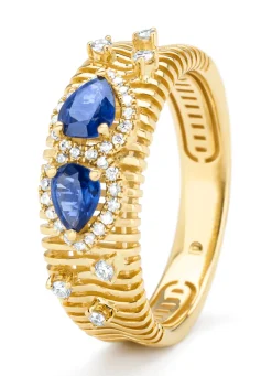 Geelgouden ring, 0.70 ct blauwe saffier, Gallery