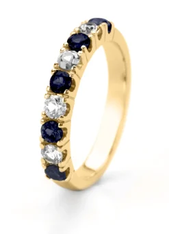 Geelgouden ring, 0.56 ct blauwe saffier, Ensemble