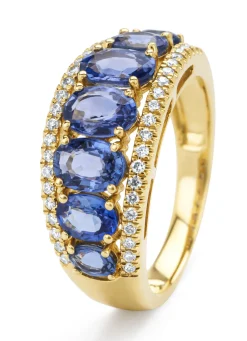 Geelgouden ring, 3.05 ct blauwe saffier, Eden