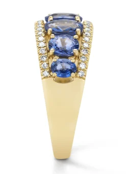 Geelgouden ring, 3.05 ct blauwe saffier, Eden