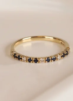 Geelgouden ring, 0.22 ct blauwe saffier, Ensemble
