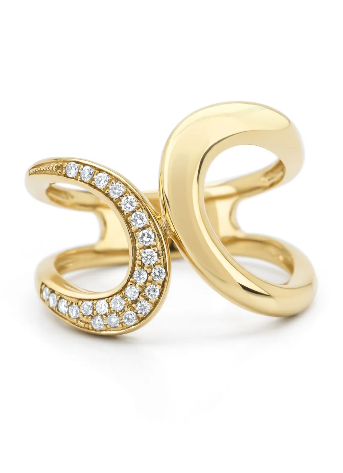 Geelgouden ring, 0.12 ct diamant, Like a star