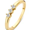 Geelgouden ring, 0.15 ct diamant, Hearts & Arrows